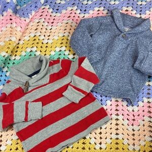 Lot/bundle 2 boys toddler 24m/2T Striped Red Blue Kids Sweater sweatshirt
